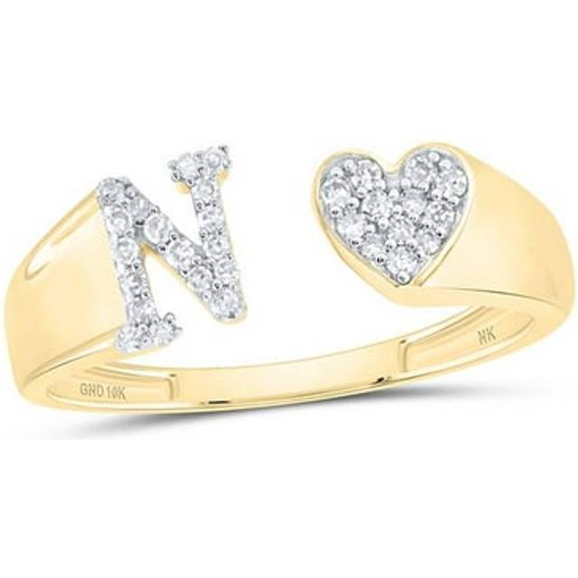 GND 176154 0.12 CTW Diamond NK Gift Initial N Ladies Heart Ring