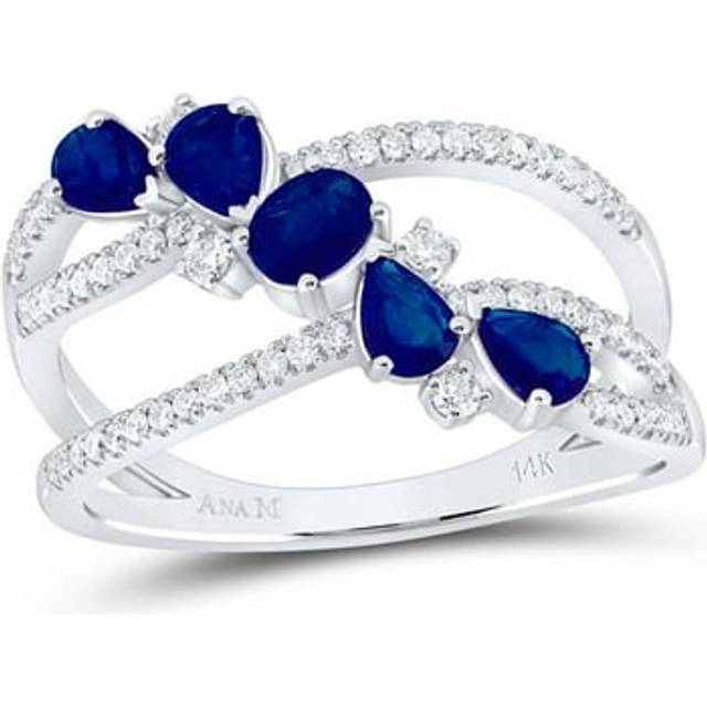 GND 183090 0.25 CTW Diamond Ana M0.33 CT Oval BS 0.87 CT PS-BS Natural Gem Fashion Ring