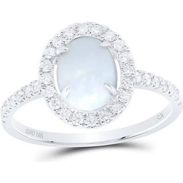 GND 179663 0.33 CTW Diamond CN 8 x 6 mm Opal Natural Gem Oval Ring
