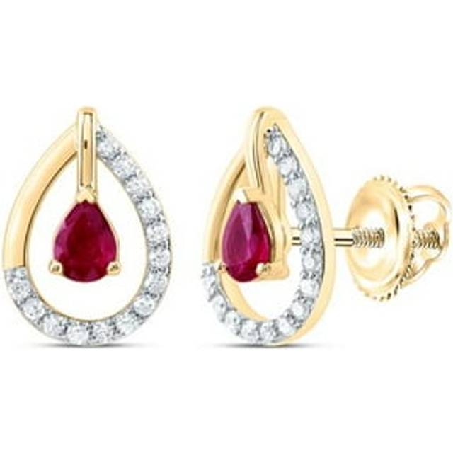 GND 183130 4 x 3 mm 0.12 CTW Diamond CN PS-Ruby Natural Gem Fashion Earring