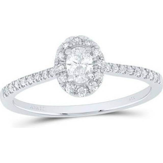 GND 186877 14KT 0.33 CTW Diamond Ana Mens 0.2 CT Oval Cut Fashion Promise Oval Ring