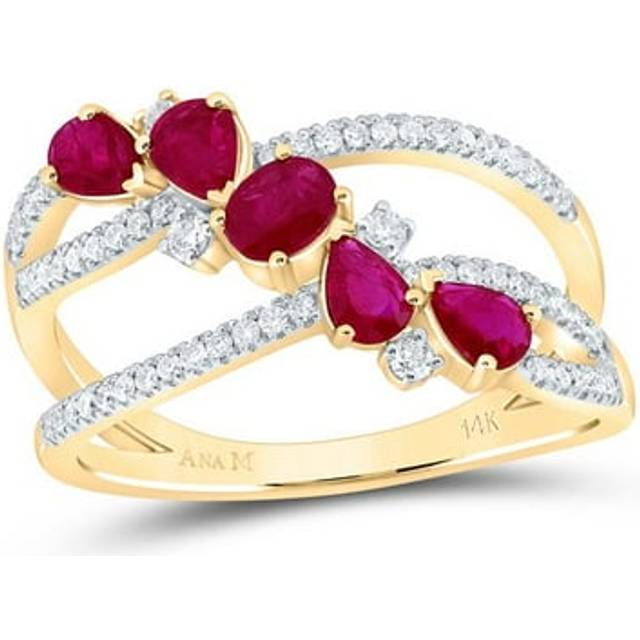 GND 183089 0.25 CTW Diamond Ana Mens 0.33 CT Oval Ruby 0.87 CT PS-RU Natural Gem Fashion Ring
