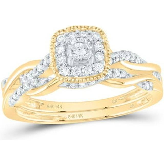 GND 183365 14KT 0.33 CTW Diamond CN Cushion Single Halo Bridal Set