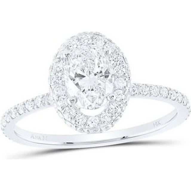 GND 173110 1.33 CTW Diamond Ana Mens 0.75 CT Oval Single Halo Engagement Ring