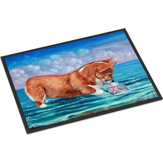 """""Caroline's Treasures Corgi Sea Shell Find Indoor or Outdoor Mat 18x27 7407MAT  18""""""""H x 27""""""""W  Multicolor"""""
