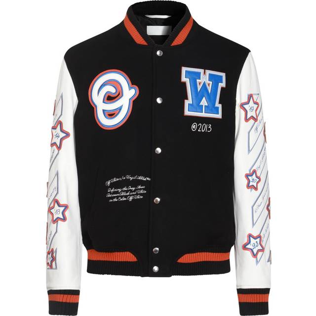 OFF WHITE Wizard Leather Varsity Jacket - Black