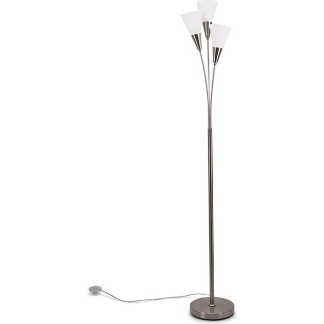 Kristina Frosted White Shade 3 Way Metal Uplighter Floor Lamp - Silver - One Size