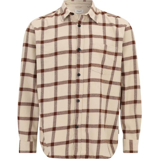 Jack & Jones Federik Flannel Shirt Oatmeal - JACK & JONES - Size: 2XL(53)