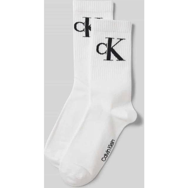 Calvin Klein 2-pack Women Monogram Crew Socks - White - Strl 39/42
