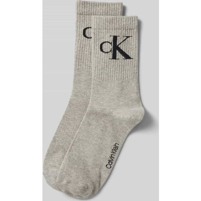 Calvin Klein 2-pack Women Monogram Crew Socks - Grey - Strl 35/38