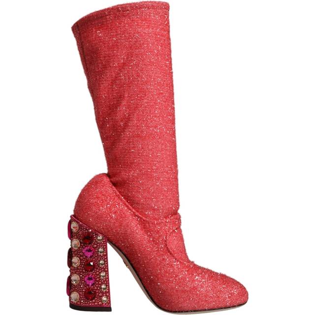 Pink Crystal Lurex Fantasy High Boots Shoes - EU37/US7