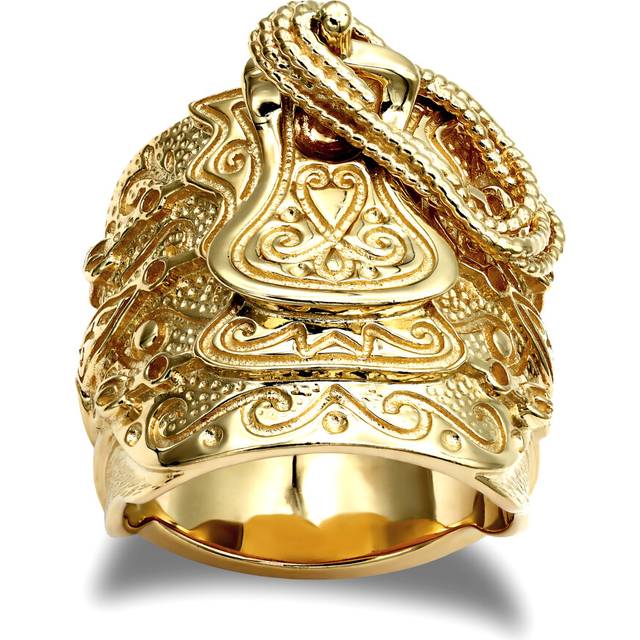 (Z) Jewelco London Men&#39;s Solid 9ct Yellow Gold Horse Saddle Rope Ring - JRN054