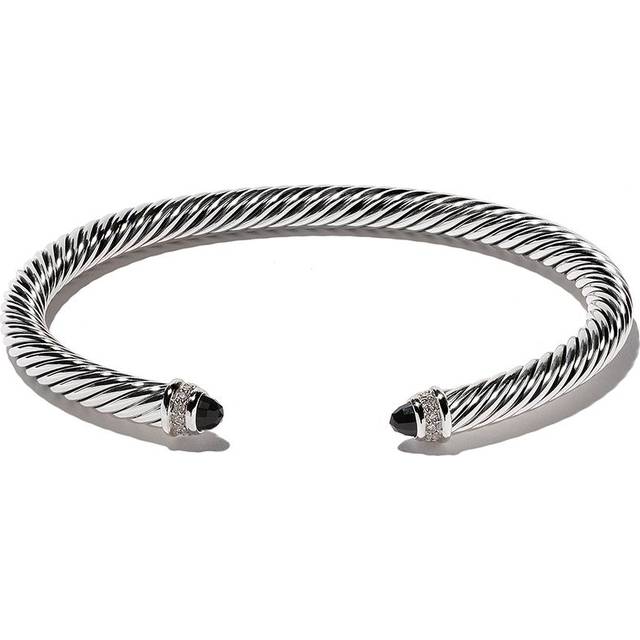 David Yurman - sterling silver Classic Cable diamond bracelet (5mm) - women - Silver/Onyx/Diamond - S