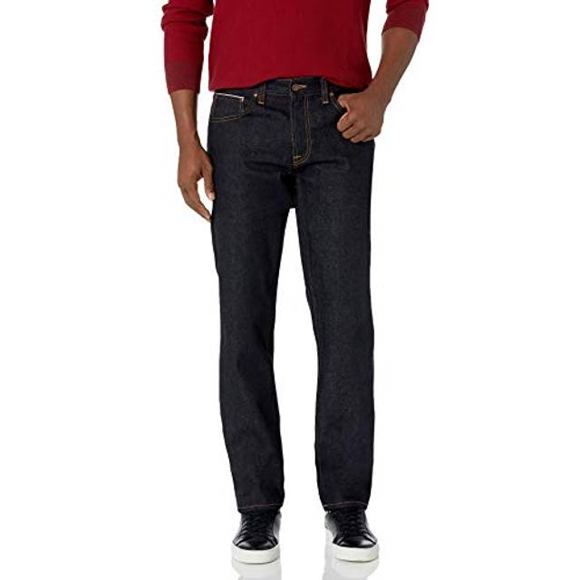 Nudie Jeans Gritty Jackson Dry Maze Selvage Mid Waist Regular Straight Fit Organic Selvedge Jeans W33/L30 Sustainable Denim - Blue (W33/L30)