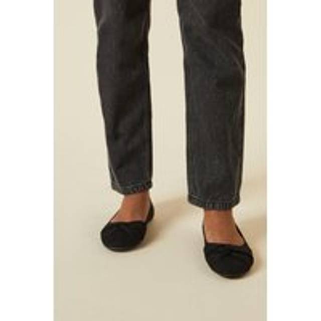 Womens Esme Wide Fit Twist Front Ballerinas - Natural Black - 4