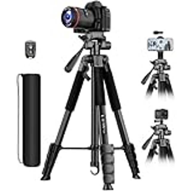 "67.7"" Camera Tripod, Lightweight Tripod for Smartphone with Detachable Head, Portable Travel Tripod for DSLR Canon Nikon Sony, Sport Camera Tripod"
