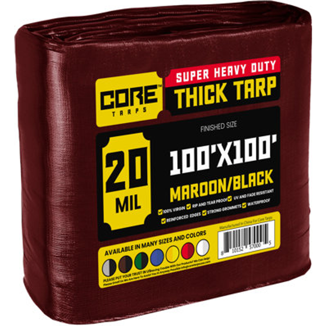 Core Tarps Extreme Heavy Duty 20 Mil Tarp Cover  Waterproof  UV Resistant  Rip and Tear Proof  Poly Tarpaulin with Reinforced Edges for Roof  Camping