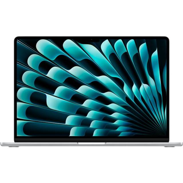 Apple 2024 15-tums MacBook Air med Apples M3-chip: 15,3-tums Liquid Retina-skärm, 16 GB enhetligt minne, 256 GB SSD-lagring, bakbelyst tangentbord, FaceTime HD-kamera med 1080p, Touch ID. Silver