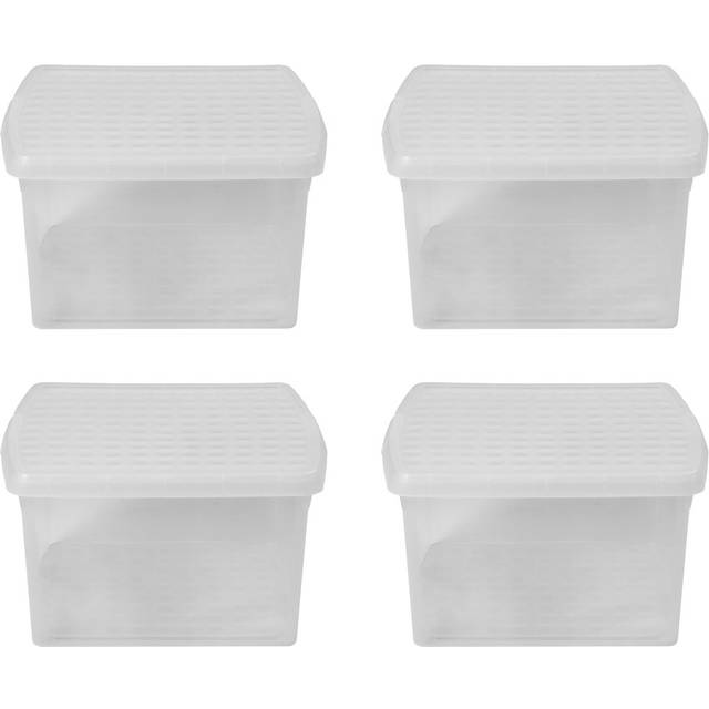 Wham Clip 25.5L Clear Square Storage Box with Lid 4 Pack