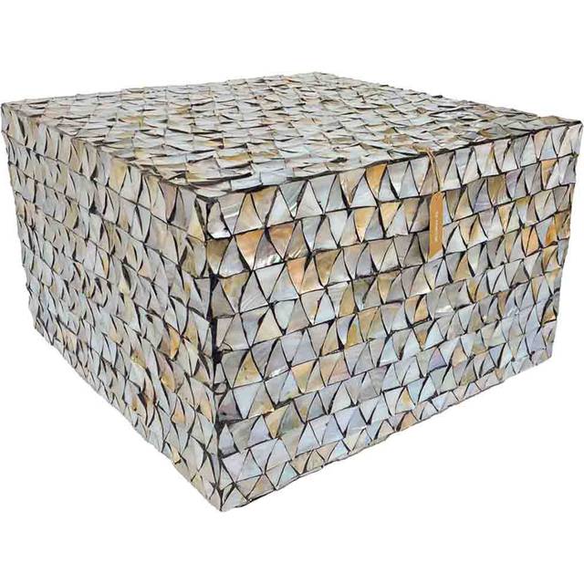 GRAY WOOD AND MOTHER OF PEARL COFFEE TABLE - Satin (45cm H X 65cm W X 65cm D)