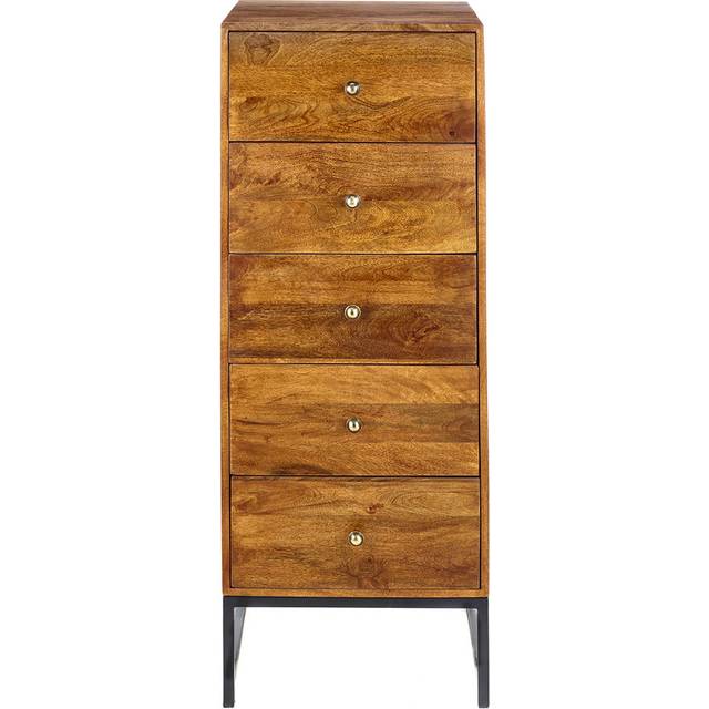 Solid Mango Wood Tall 5 Boy Chest Of Drawers Dark Oak - Brown (125cm H X 48cm W X 32cm D)