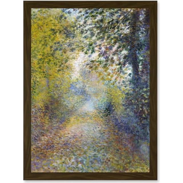 Renoir In The Woods Painting Landscape Artwork Framed Wall Art Print A4 - Brown - One Size