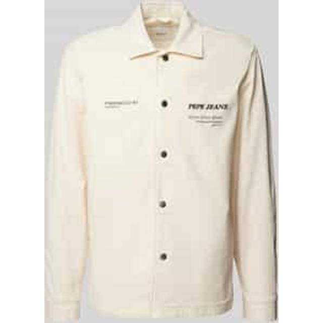 Pepe Jeans, Jacka, Herr, L, Bomull, Ivory Overshirt Skjorta Canvas Tyg - beige (L)