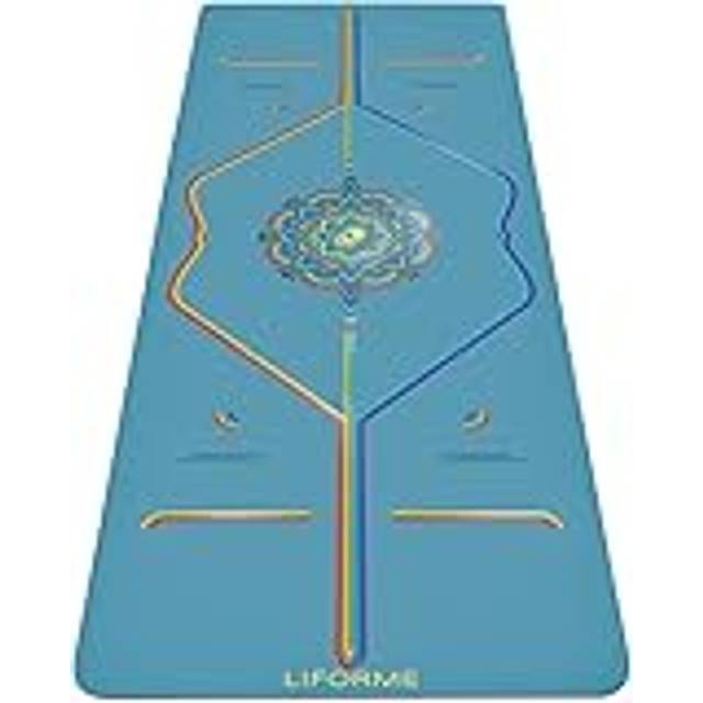 Liforme Rainbow Yoga Mat - Blue Sky - Free Yoga Bag - Non-Slip, Eco Friendly With Patented Alignment Line System