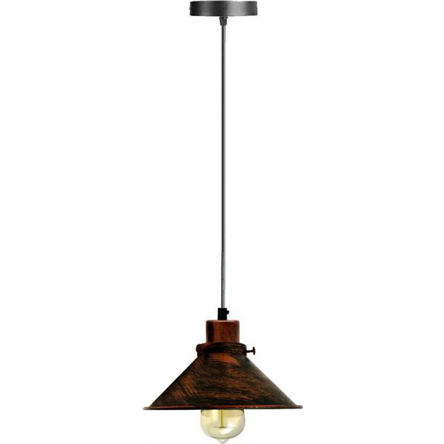 LEDSone Vintage Rustic Red cone Metal Pendant Light shade with Uk E27 holder~2820