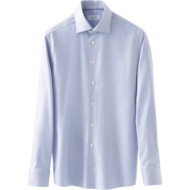 ETON Contemporary Fit Dark Blue Mélange Solid Cotton Tencel Lyocell Shirt Herr Långärmade Skjortor Stl. 45 - Från Magasin - Blå (45)