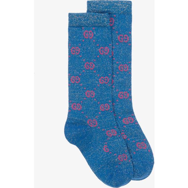 Gucci Girls Blue Glitter Gg Logo Socks - 28-30