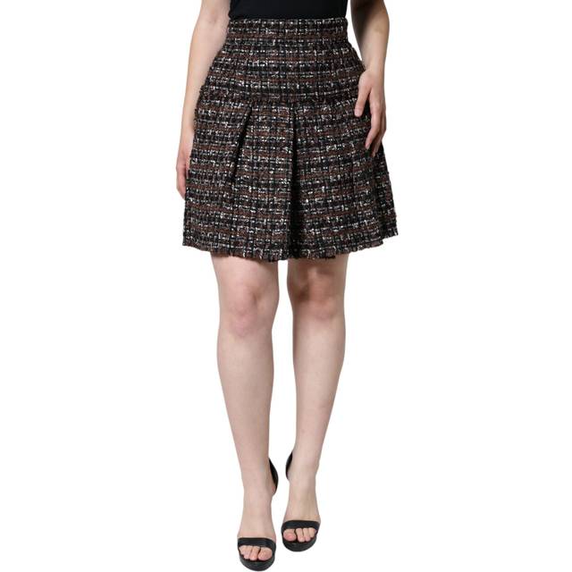 Multicolor High Waist Tartan Tweed A-line Mini Skirt - IT44 | L