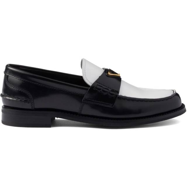 Prada - two-tone brushed-leather loafers - women - Leather - 39 - Black