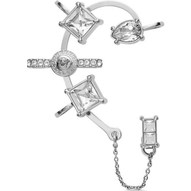 Versace - Gianni Ribbon crystal right ear cuff - women - Crystal/Metal - One Size - Silver