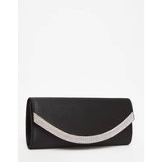 Womens Black Satin Embellished Clutch Bag - One Size