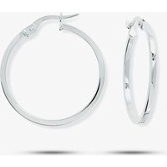 9ct White Gold 24mm Square Tube Hoop Earrings ER670 - Silver