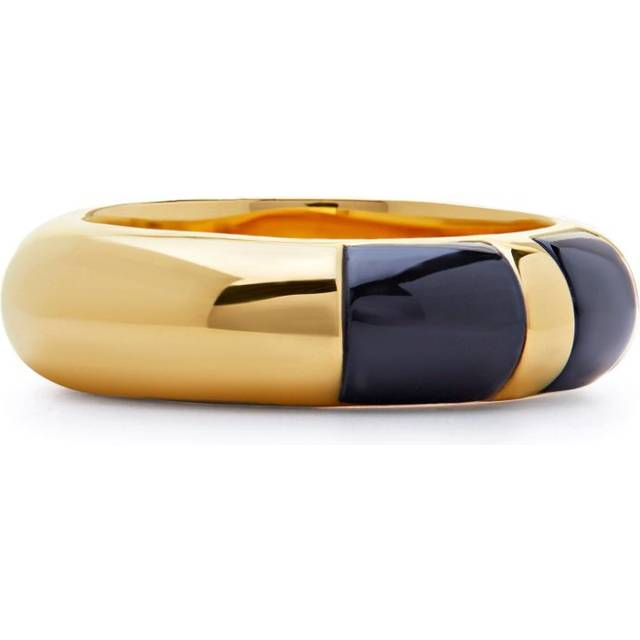 Monica Vinader - Kate Young striped D-shape band ring - women - Other fibres - O - Gold