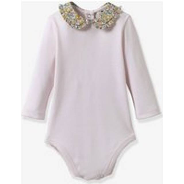 Bodysuit in Organic Cotton with Liberty Fabric Collar for Babies, by CYRILLUS yellow