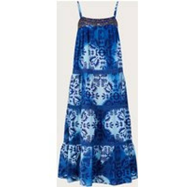Tile Batik Print Cami Midi Dress - Blue - S