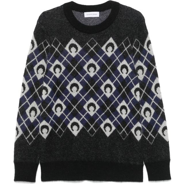 Marine Serre - Moon Argyle sweater - men - Merino/Mohair/Polyamide - XS - Black