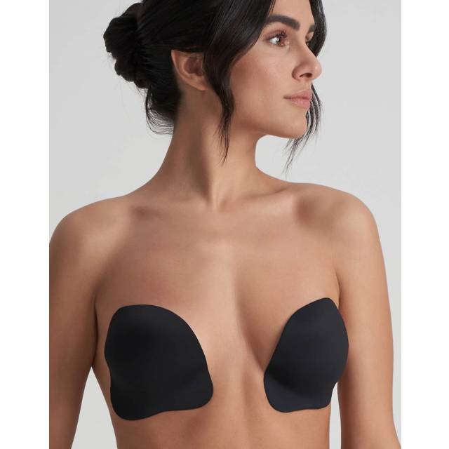 Bye Bra – Svarta, självhäftande, återanvändningsbara behåkupor i push up-modell-Svart/a