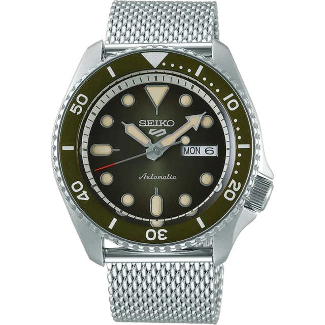 Seiko 5 Sports SRPD75K1 Green Dial Automatic Mens Watch - Silver - One Size