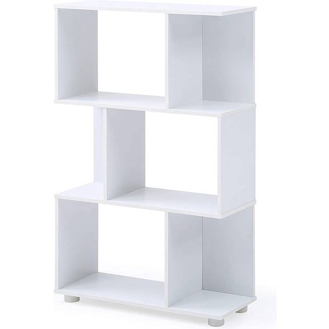 AC Pacific Manor Small Book Shelf, Staggered 3 Shelf Bookcase for Stylish and Efficient Home Storage, Ideal for Living Room, Bedroom, Home Office,