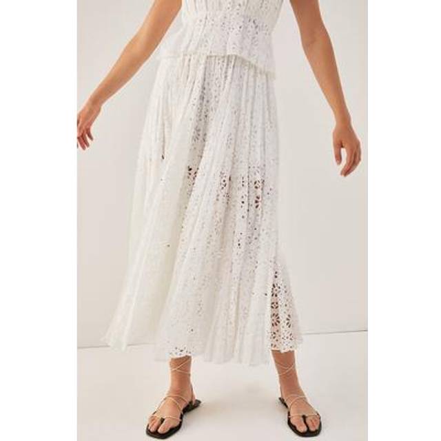 Rebecca Taylor Geo Eyelet Pleated Maxi Skirt