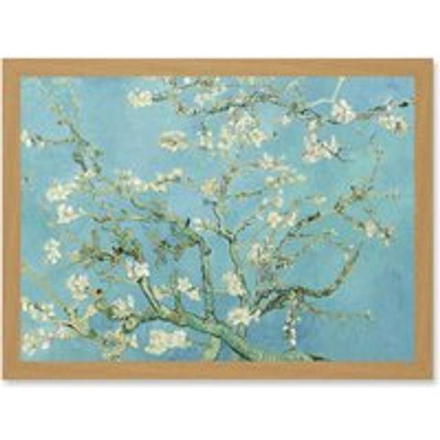 Vincent Van Gogh Almond Blossom Painting Artwork Framed Wall Art Print A4 - Tan - One Size