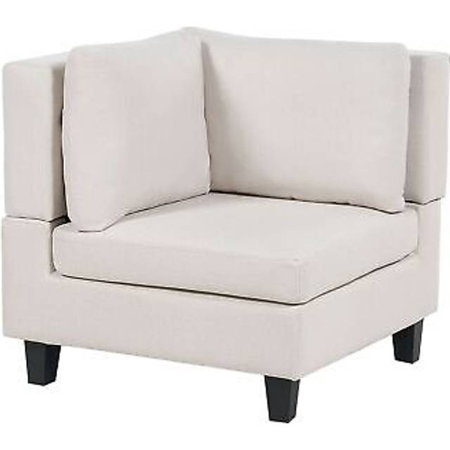 Beliani Fabric Corner Section Light Beige Unstad, Brown
