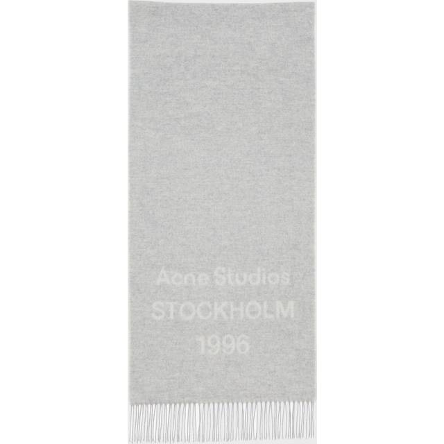 Acne Studios Scarf Logo Jacquard Wool Ljusgrå ONESIZE