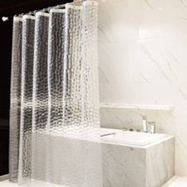 Shower Curtain 180x200cm 100% eva Semi-Transparent Waterproof Anti-Mold, pvc Free, 0.2mm Thick 3D Water Cube with 12 Rings Bathroom Shower Curtain