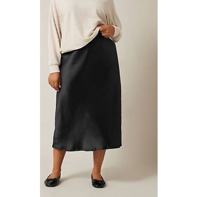 Evans curve women's plus size satin midi skirt