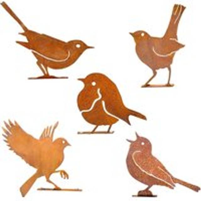 Rusty bird pieces with screws, garden silhouette decor, rusty metal decor, garden art, metal birds, bird ornaments, yard, landscape